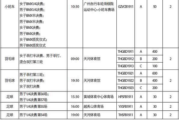 仁川亚运会门票价格