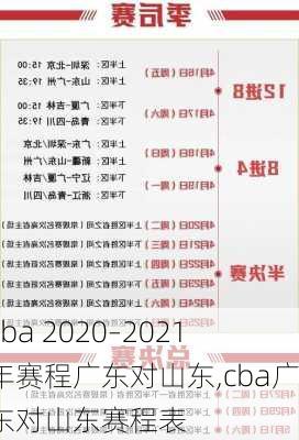 cba 2020–2021年赛程广东对山东,cba广东对山东赛程表