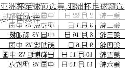 亚洲杯足球预选赛,亚洲杯足球预选赛中国赛程