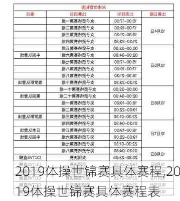 2019体操世锦赛具体赛程,2019体操世锦赛具体赛程表