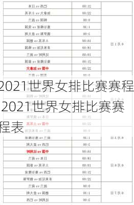 2021世界女排比赛赛程,2021世界女排比赛赛程表