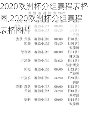 2020欧洲杯分组赛程表格图,2020欧洲杯分组赛程表格图片