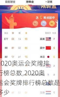 2020奥运会奖牌排行榜总数,2020奥运会奖牌排行榜总数是多少