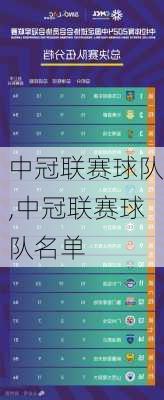 中冠联赛球队,中冠联赛球队名单