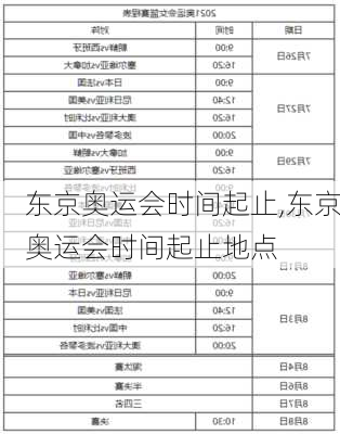 东京奥运会时间起止,东京奥运会时间起止地点