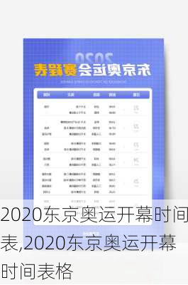 2020东京奥运开幕时间表,2020东京奥运开幕时间表格