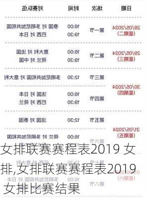 女排联赛赛程表2019 女排,女排联赛赛程表2019 女排比赛结果