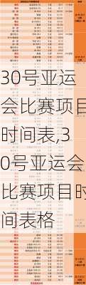 30号亚运会比赛项目时间表,30号亚运会比赛项目时间表格