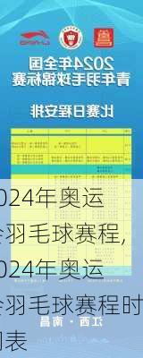 2024年奥运会羽毛球赛程,2024年奥运会羽毛球赛程时间表