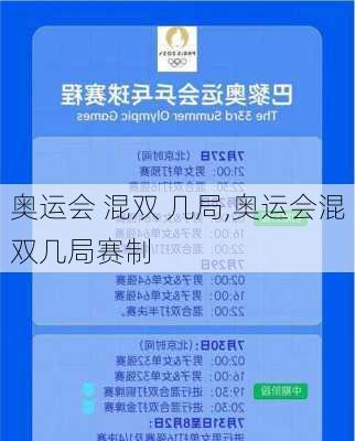 奥运会 混双 几局,奥运会混双几局赛制