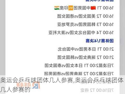奥运会乒乓球团体几人参赛,奥运会乒乓球团体几人参赛的