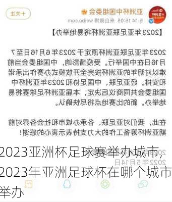 2023亚洲杯足球赛举办城市,2023年亚洲足球杯在哪个城市举办