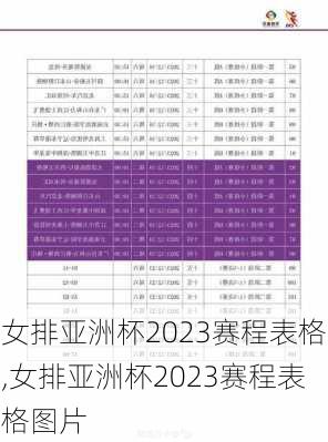 女排亚洲杯2023赛程表格,女排亚洲杯2023赛程表格图片