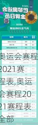 奥运会赛程2021赛程表,奥运会赛程2021赛程表全部