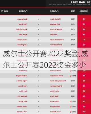 威尔士公开赛2022奖金,威尔士公开赛2022奖金多少