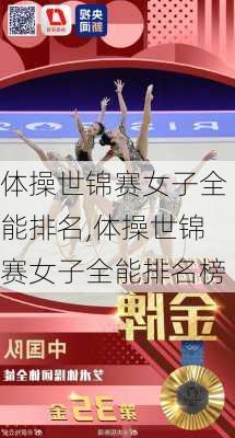 体操世锦赛女子全能排名,体操世锦赛女子全能排名榜