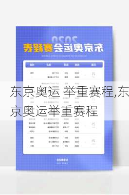 东京奥运 举重赛程,东京奥运举重赛程