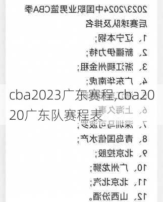 cba2023广东赛程,cba2020广东队赛程表