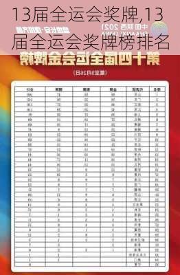 13届全运会奖牌,13届全运会奖牌榜排名