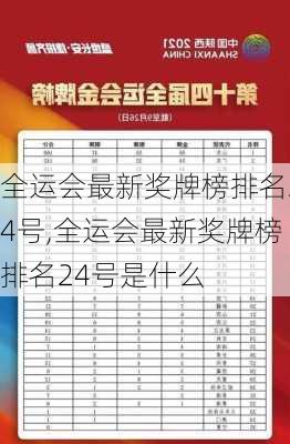 全运会最新奖牌榜排名24号,全运会最新奖牌榜排名24号是什么