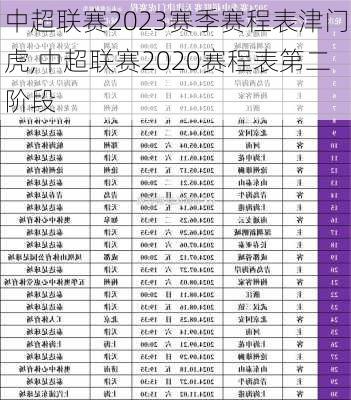 中超联赛2023赛季赛程表津门虎,中超联赛2020赛程表第二阶段