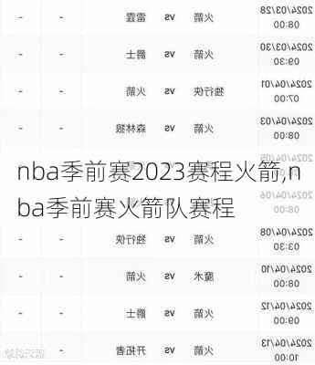 nba季前赛2023赛程火箭,nba季前赛火箭队赛程