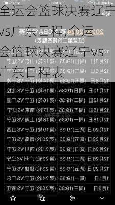 全运会篮球决赛辽宁vs广东日程,全运会篮球决赛辽宁vs广东日程表