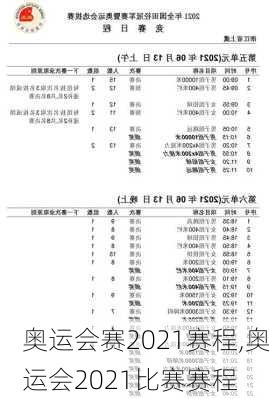 奥运会赛2021赛程,奥运会2021比赛赛程