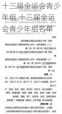 十三届全运会青少年组,十三届全运会青少年组名单