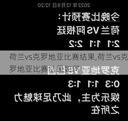 荷兰vs克罗地亚比赛结果,荷兰vs克罗地亚比赛结果如何