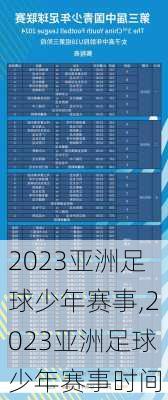 2023亚洲足球少年赛事,2023亚洲足球少年赛事时间