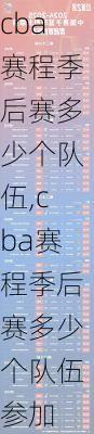 cba赛程季后赛多少个队伍,cba赛程季后赛多少个队伍参加