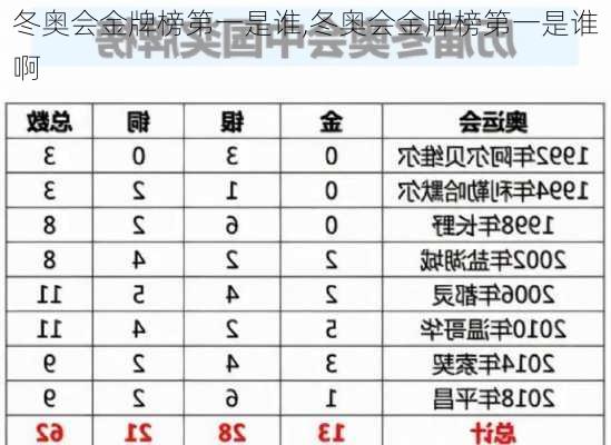 冬奥会金牌榜第一是谁,冬奥会金牌榜第一是谁啊