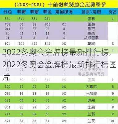 2022冬奥会金牌榜最新排行榜,2022冬奥会金牌榜最新排行榜图片