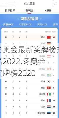 冬奥会最新奖牌榜排名2022,冬奥会奖牌榜2020