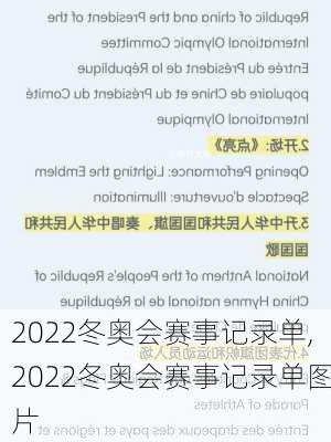 2022冬奥会赛事记录单,2022冬奥会赛事记录单图片