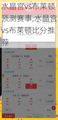 水晶宫vs布莱顿预测赛事,水晶宫vs布莱顿比分推荐