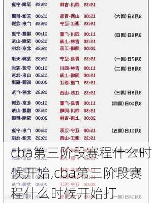 cba第三阶段赛程什么时候开始,cba第三阶段赛程什么时候开始打