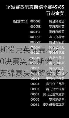 斯诺克英锦赛2020决赛奖金,斯诺克英锦赛决赛奖金多少