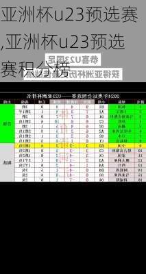 亚洲杯u23预选赛,亚洲杯u23预选赛积分榜