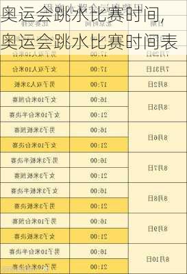 奥运会跳水比赛时间,奥运会跳水比赛时间表