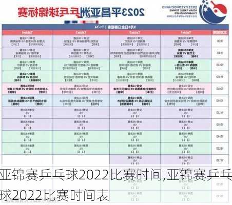 亚锦赛乒乓球2022比赛时间,亚锦赛乒乓球2022比赛时间表