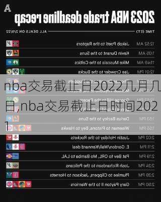 nba交易截止日2022几月几日,nba交易截止日时间2021