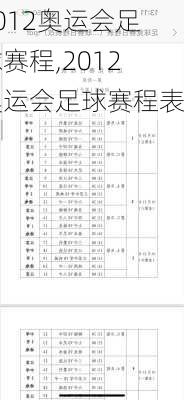 2012奥运会足球赛程,2012奥运会足球赛程表