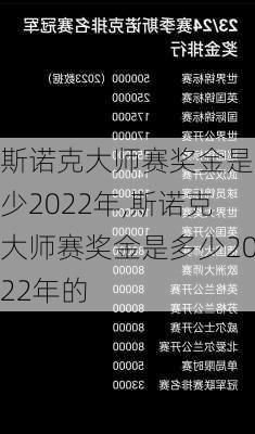 斯诺克大师赛奖金是多少2022年,斯诺克大师赛奖金是多少2022年的