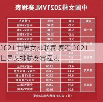 2021 世界女排联赛 赛程,2021世界女排联赛赛程表