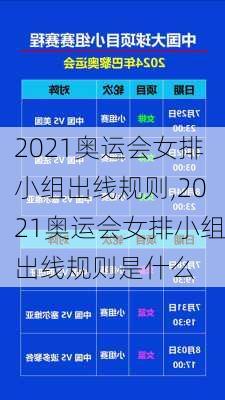 2021奥运会女排小组出线规则,2021奥运会女排小组出线规则是什么